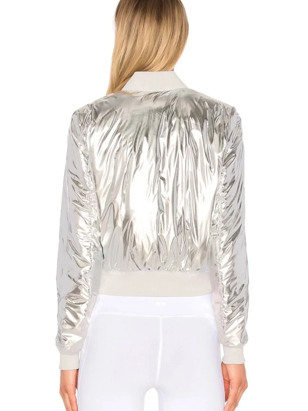 Alo Yoga Off Duty Silver Metallic Bomber S